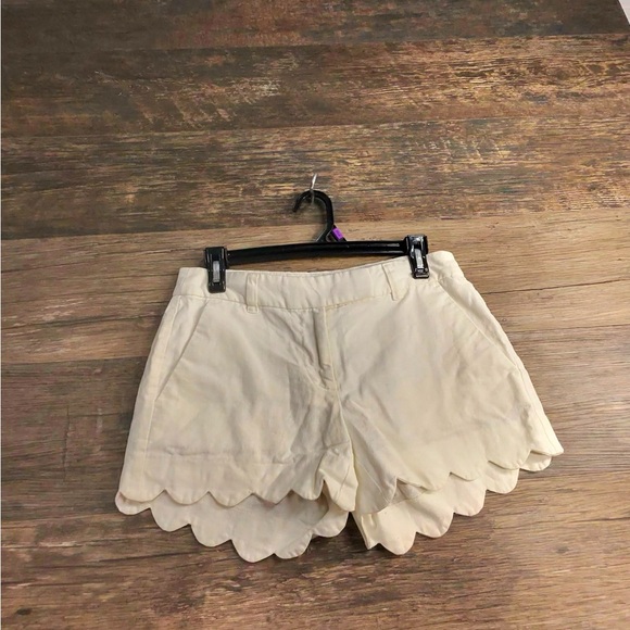 J. Crew High Waist White Scalloped Shorts - Picture 1 of 8